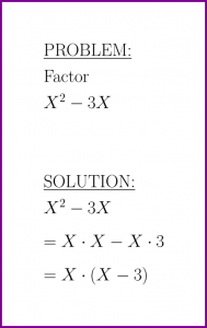 Factor X^2-3X (factor polynomials) (problem with solution)